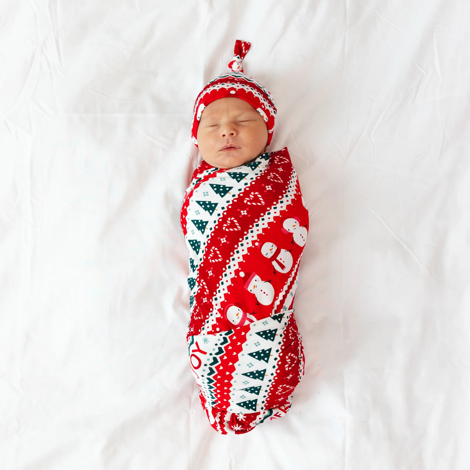Festive Fair Isle Swaddle & Hat Set | Little Sleepies