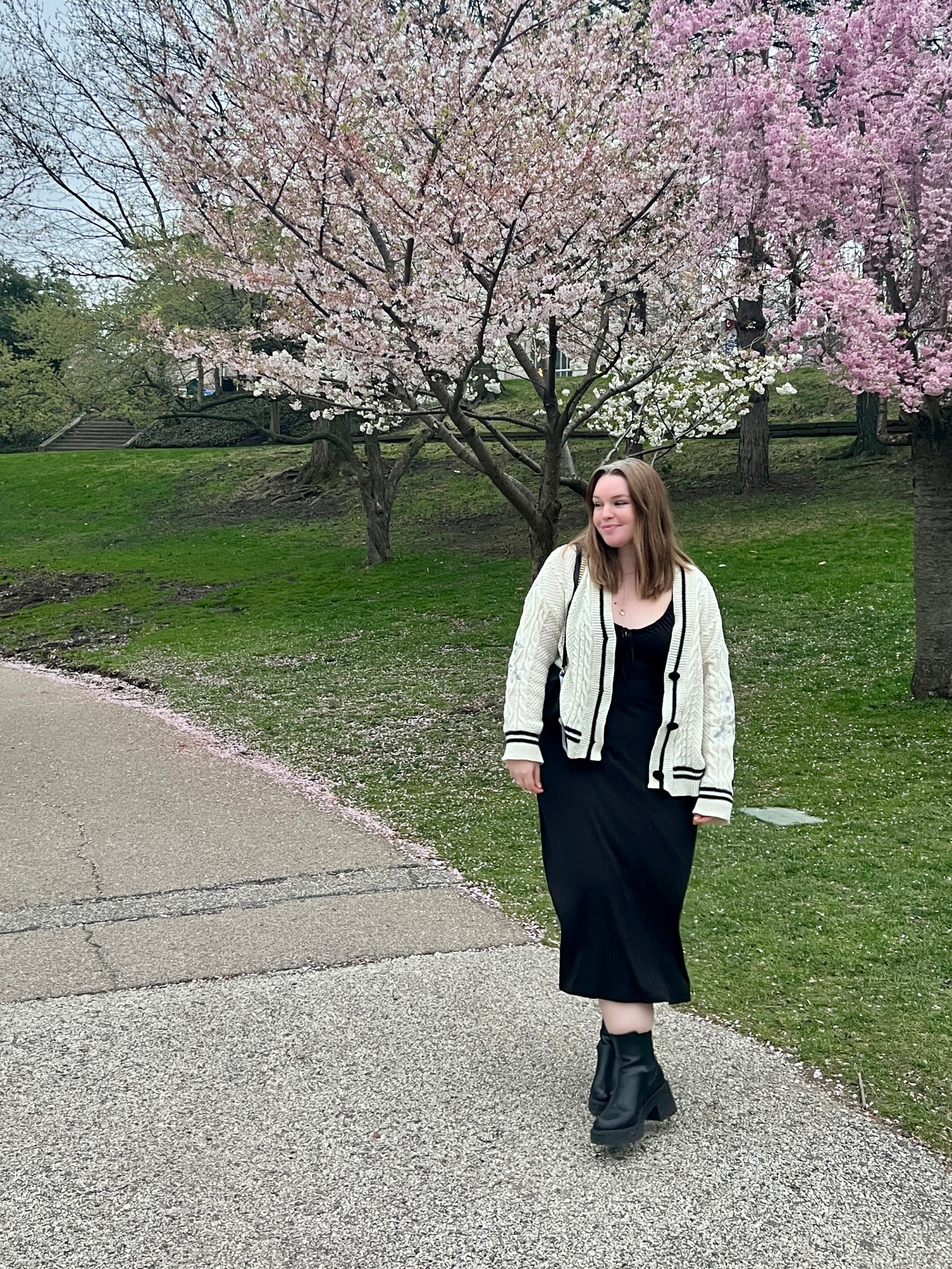 my go to casual spring dinner outfit! you can never go wrong with a black dress and cardigan! These boots are also SO SO comfy and cute for walking around! 

#LTKFindsUnder50 #LTKStyleTip #LTKSeasonal