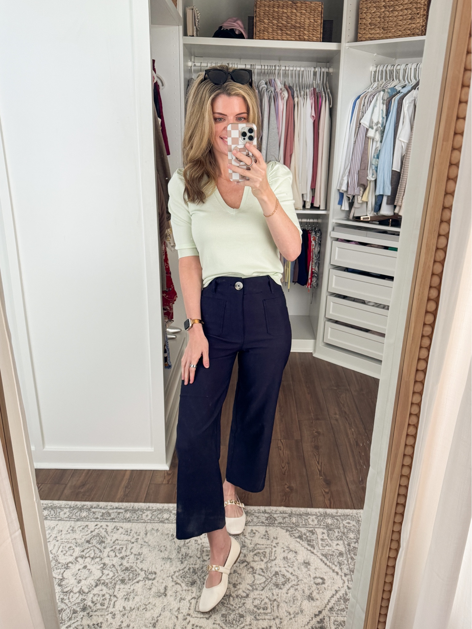 Office OOTD 💻 these pants are so stretchy and so similar to the Colette pants from Anthro! 

5’7 | 125
Pants: 26
Top: XS

#LTKdayinmylife #LTKWorkwear #LTKootd