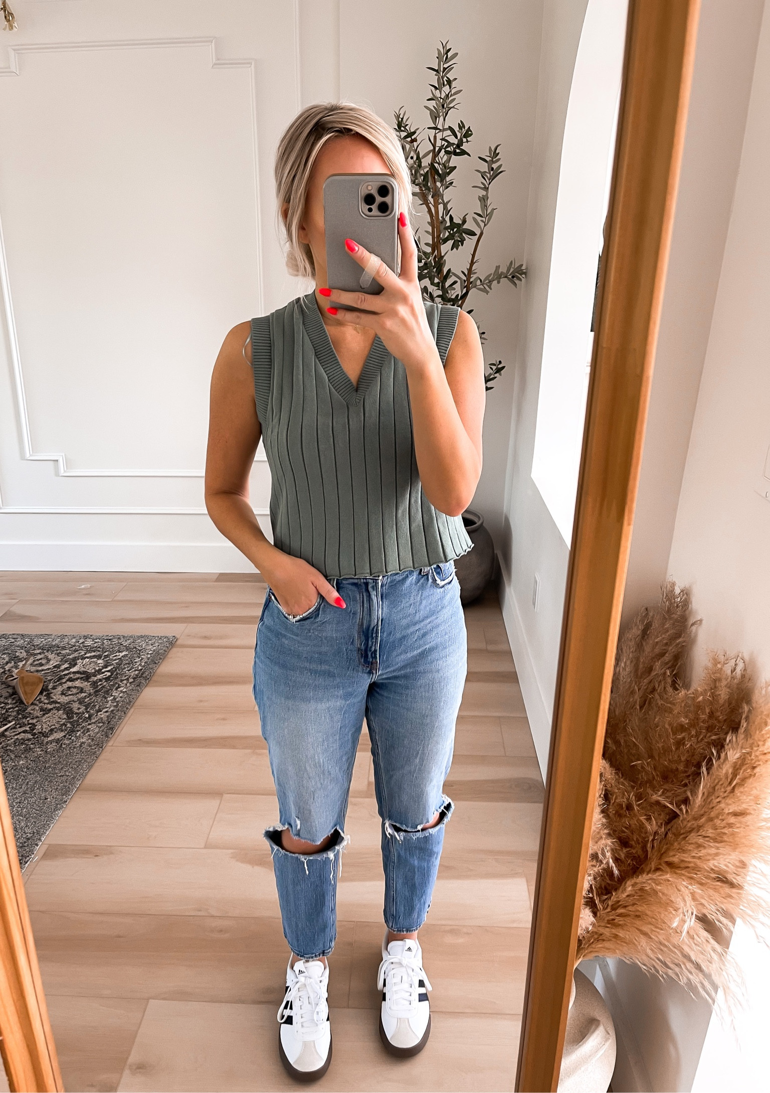 Amazon Cardigan | Amazon Sweater | Amazon Fall Outfit | sweater vest | fall style | fall outfit | Teacher Outfit | Abercrombie jeans | sambas | adidas sneakers 

#LTKSeasonal #LTKshoecrush #LTKfitness