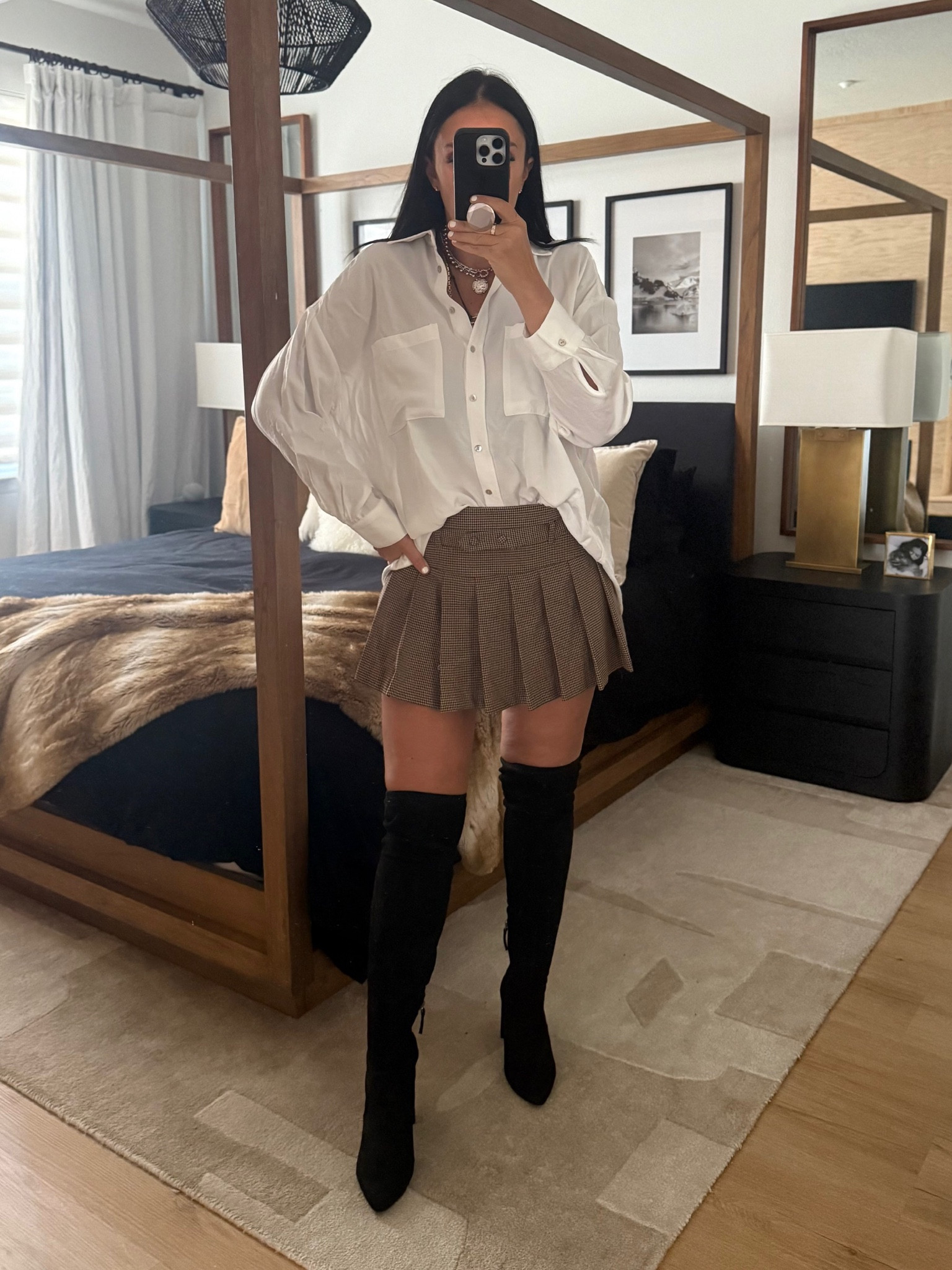 Oversized shirt wearing size small. Skort wearing size medium. 