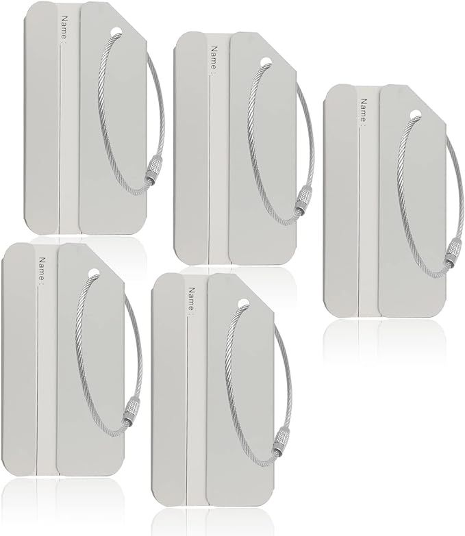 Aluminum Luggage Tags, Luggage Tag Holders for Travel Luggage Baggage Identifier by Ovener (5Pack... | Amazon (US)