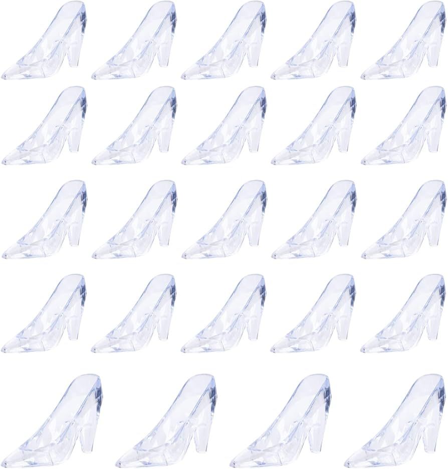 ZYFLSQ 24 Pieces Mini Plastic Cinderella Slippers 3.5 Inch Glass Heels Princess for Wedding Birth... | Amazon (US)