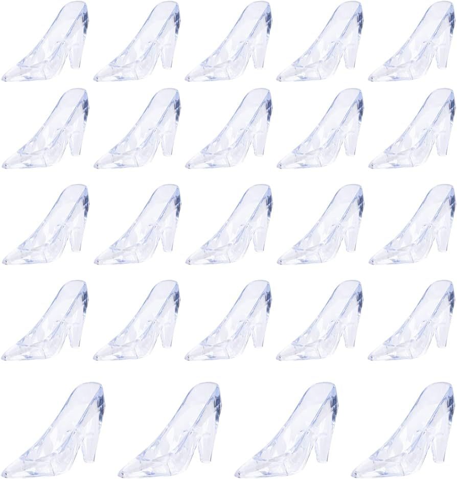 ZYFLSQ 24 Pieces Mini Plastic Cinderella Slippers 3.5 Inch Glass Heels Princess for Wedding Birth... | Amazon (US)