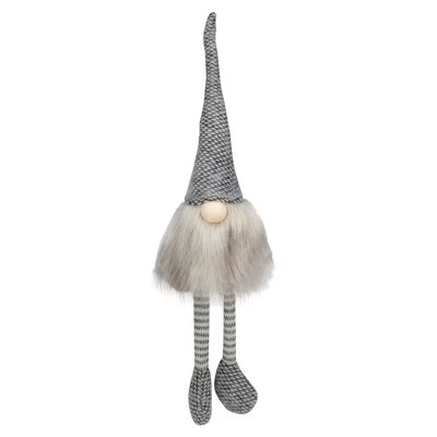 Northlight 18.5" Black, Beige, and Gray Plush Sitting Elf Tabletop Christmas Decoration | Target