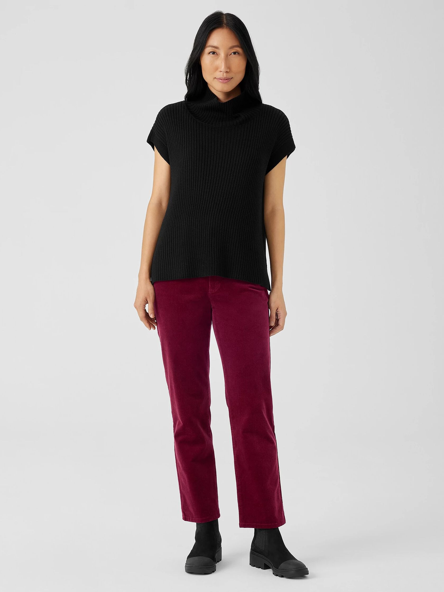 Organic Cotton Stretch Corduroy Straight Pant | Eileen Fisher