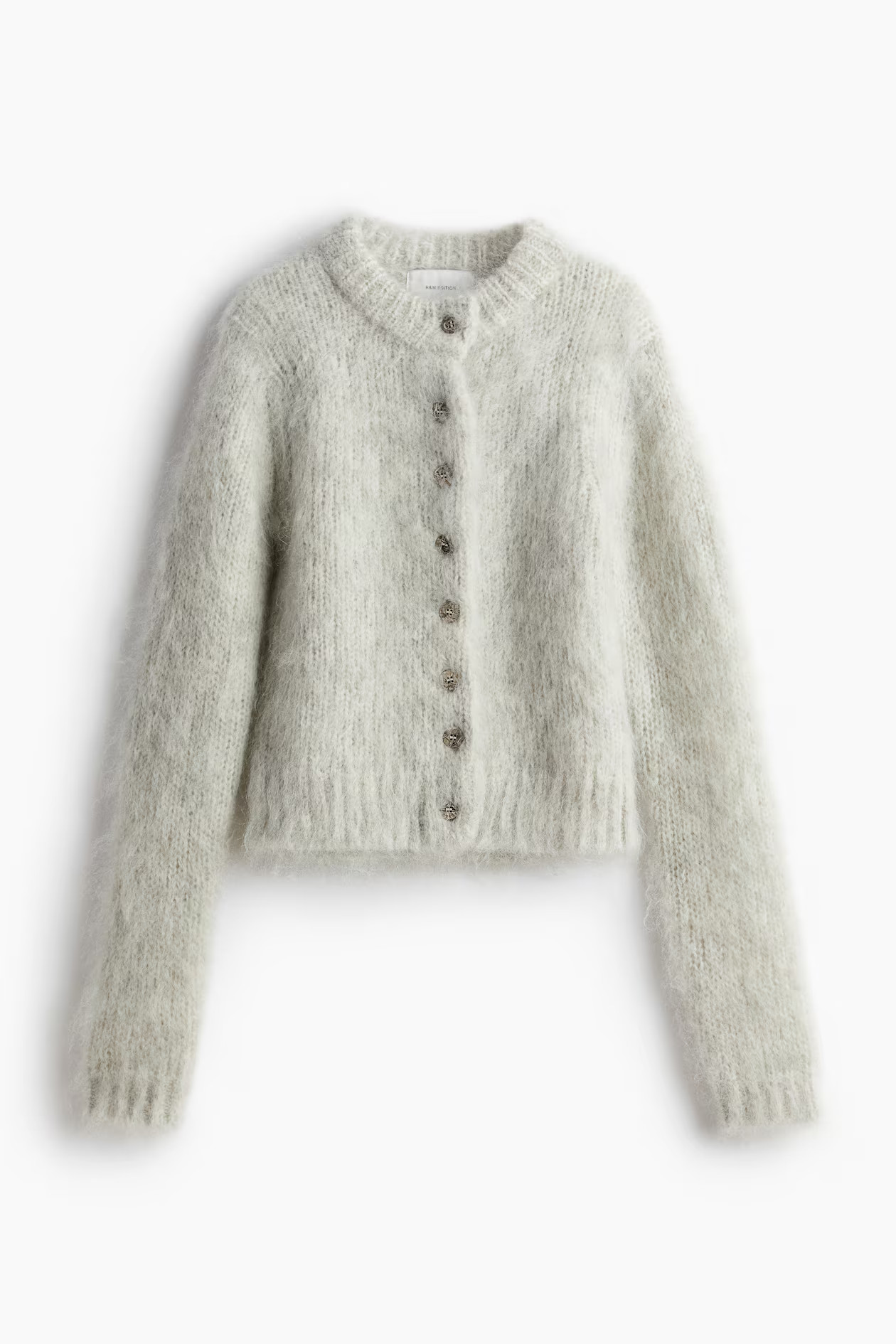 Mohair-blend cardigan - Cuello redondo - Manga larga - Gris claro - MUJER | H&M ES | H&M (FR, IT, ES, PT, BE)