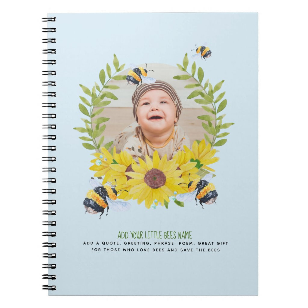 BUDGET New Baby PHOTO Gifts Sunflowers Bees | Zazzle