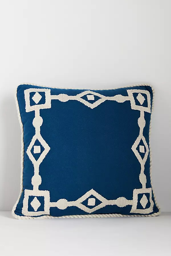 Greek Key Embroidered Indoor/Outdoor Pillow | Anthropologie (US)