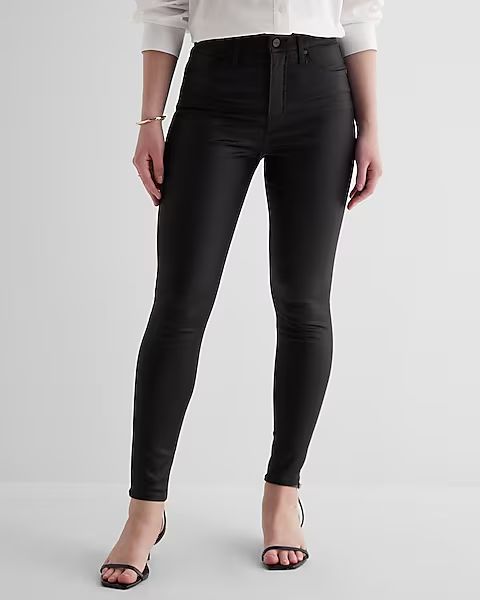 High Waisted Black Coated Skinny … curated on LTK