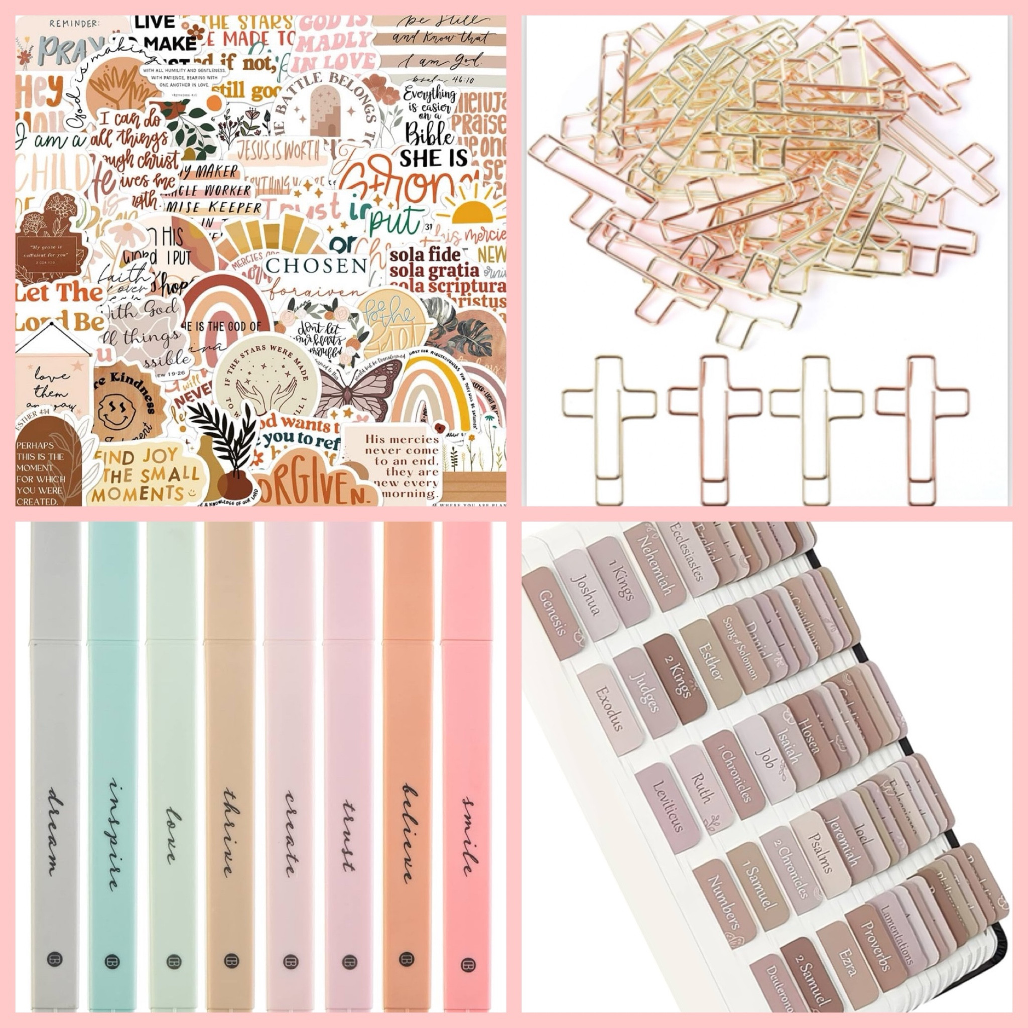 Bible essentials for all of my Christian girlies 🫶🏻🩷


#christian #jesus #bible #highlighters #bookmark #stickers #christianstickers #bibletabs #tabs #sale #foryou #trend #ltk #ltkchristian #ltkjesus #ltkbible 

#LTKSeasonal #LTKfindsunder100