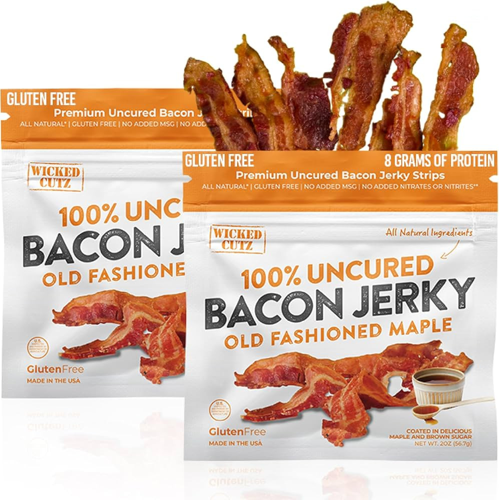 Old Fashioned Maple Bacon Jerky | Tender, Flavorful, Easy to Chew, Uncured Bacon Jerky with 16g o... | Amazon (US)