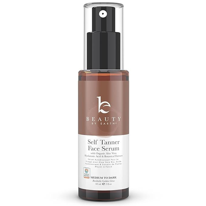 Face Self Tanner Serum - Medium to Dark Sunless Tanner for Face Tanning with Hyaluronic Acid, Fak... | Amazon (US)