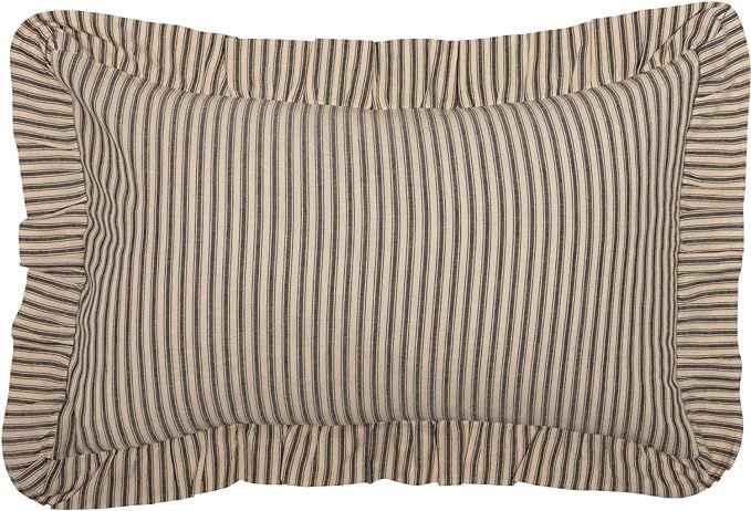 VHC Brands Sawyer Mill Throw Pillow Dark Gray and Cream Stripe Cotton Decorative Farmhouse Countr... | Amazon (US)