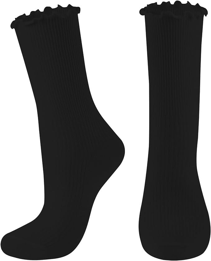 UTTPLL Womens Ruffle Turn-Cuff Casual Lettuce Socks Lightweight Princess Ankle Socks Athletic Cot... | Amazon (US)