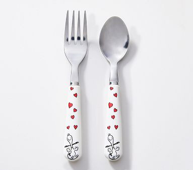 Peanuts® Snoopy Hearts Valentine's Day Utensils | Pottery Barn Kids | Pottery Barn Kids