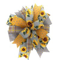 Sunflower Wreath Bow, Ribbon, Farmhouse Bow Decor, Door Hanger Summer Fall Mailbox | Etsy (US)