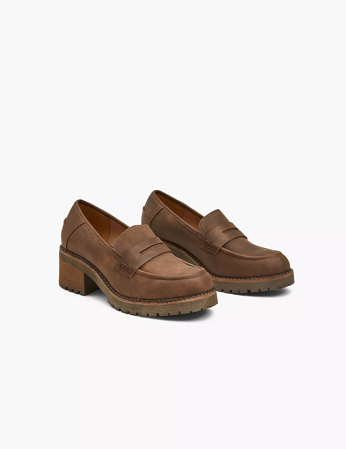 Dream Cloud Distressed Faux-Leather Lug Sole Loafer | LaneBryant | Lane Bryant (US)