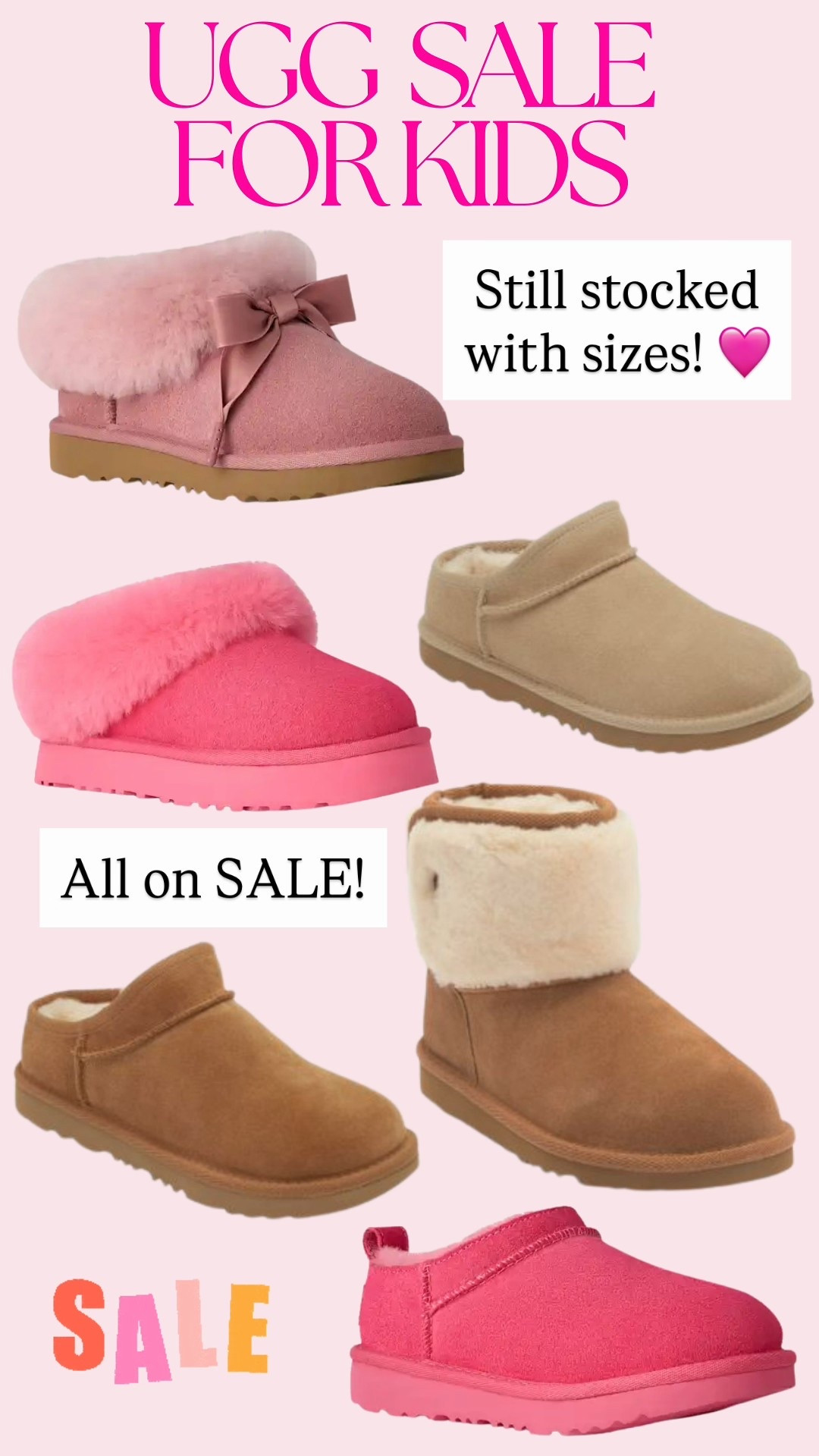 UGG SALE FOR KIDS 🩷💜 Still on sale and amazing prices! Lots of size availability!!! 

#LTKKids #LTKSaleAlert