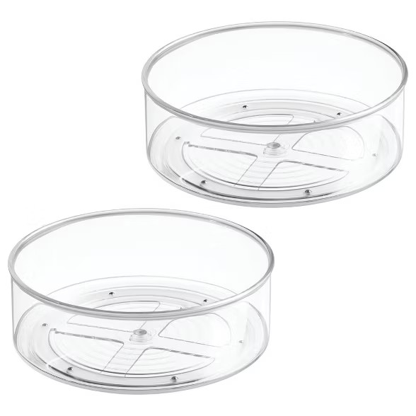 mDesign Plastic Round Lazy Susan Rotating Storage Turntable, 2 Pack - Clear | Target