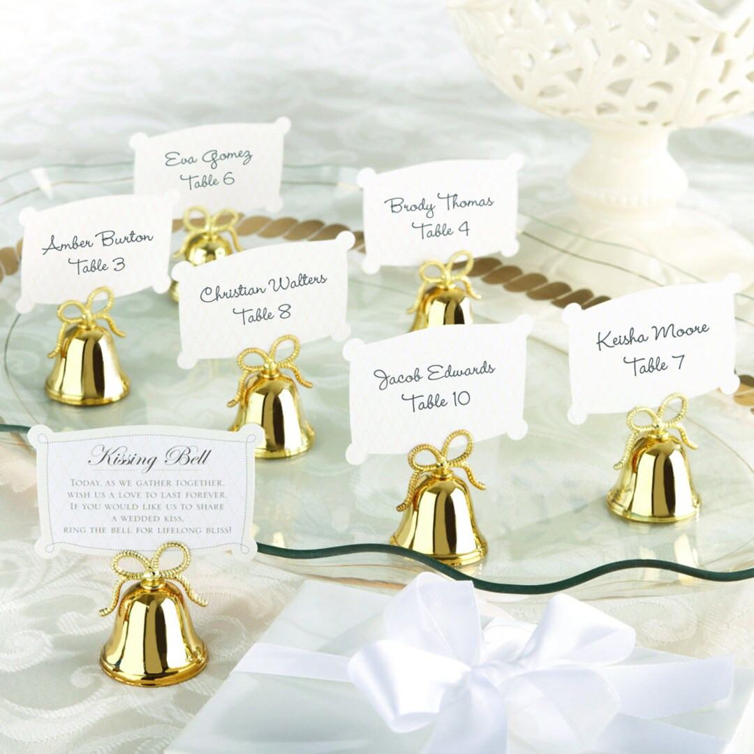 Gold Kissing Bells With DIY Place Card/photo Holder set of - Etsy | Etsy (US)