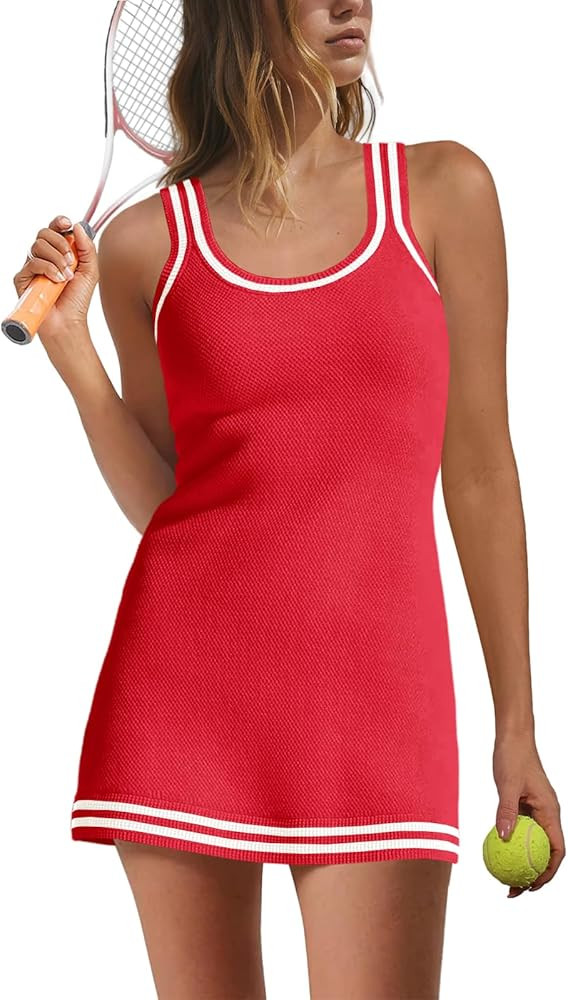 Nirovien Womens Tennis Dress with Shorts Sleeveless Athletic Romper Dress Knit Active Dresses Wor... | Amazon (US)