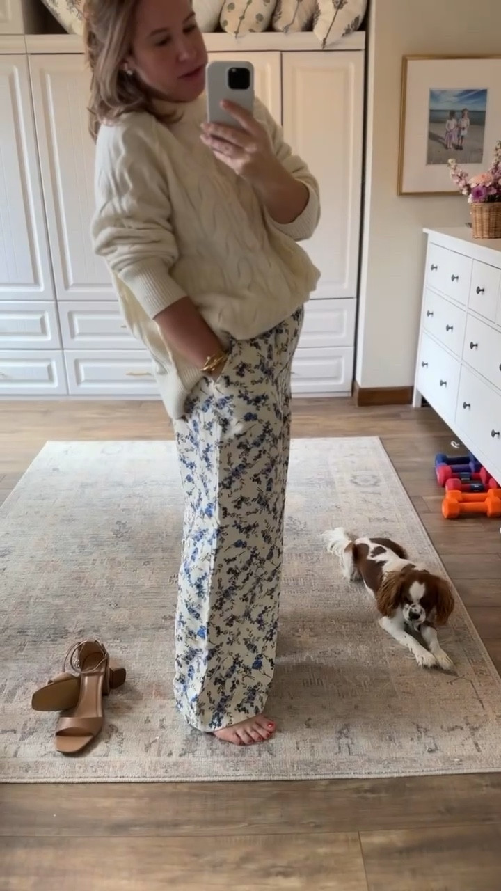 Love these pants paired with this cable knit sweater! The perfect spring transitional outfit. High waisted pants, spring outfit, Grandmillennial fashion, classic fashion

#LTKMidsize #LTKFindsUnder50 #LTKStyleTip