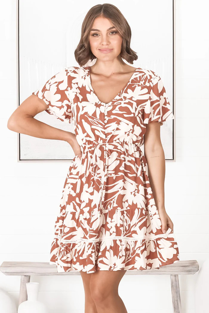 Charis Mini Dress - Rust | Salty Crush