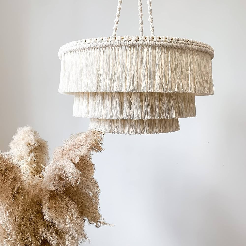 Fringe Chandelier Handmade Nursery Light Fixture Boho Ceiling Light Bedroom Light 23 Inches Wide ... | Amazon (US)