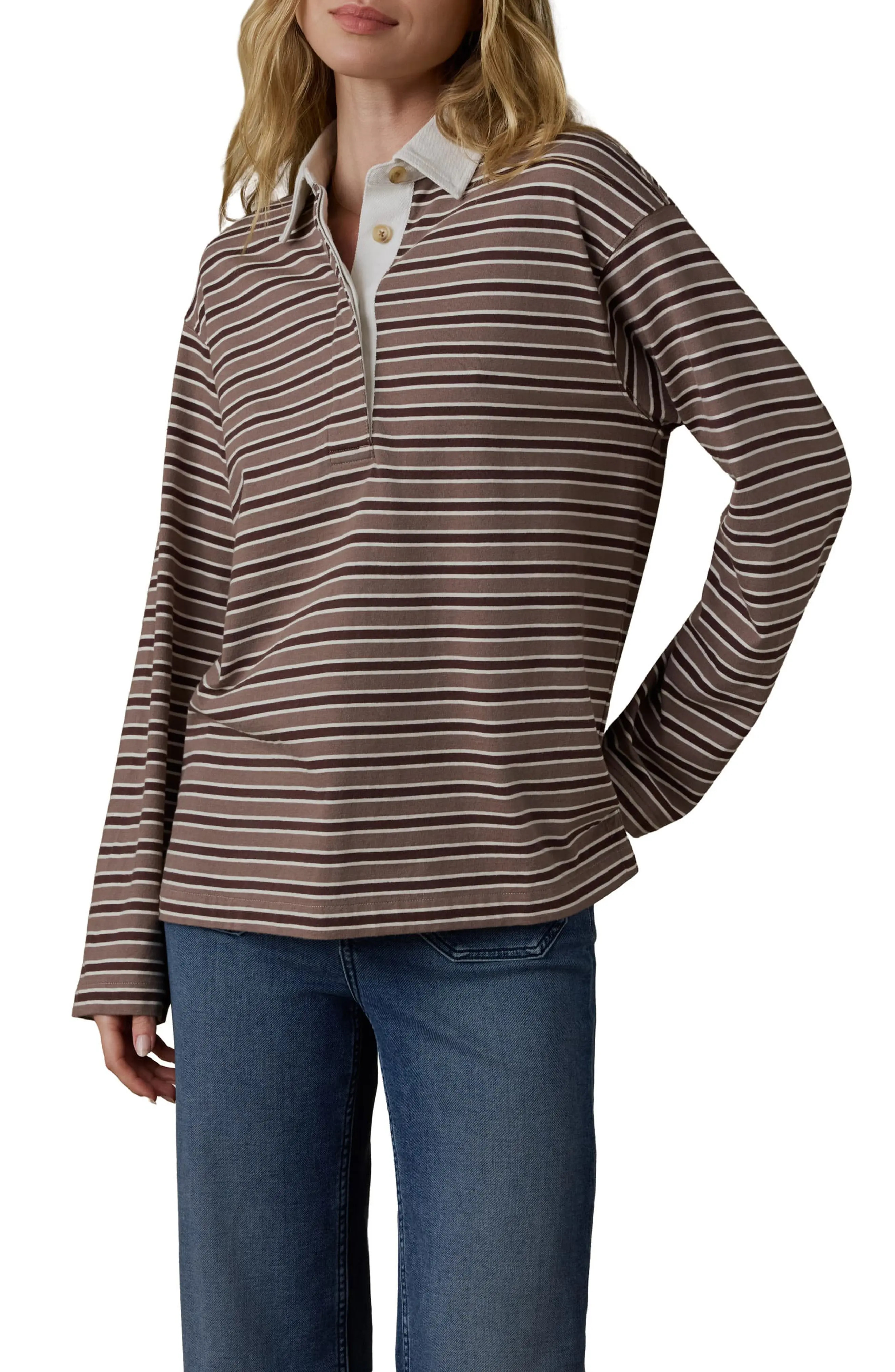 Stripe Organic & Recycled Cotton Jersey Rugby Shirt (Women) | Nordstrom | Nordstrom