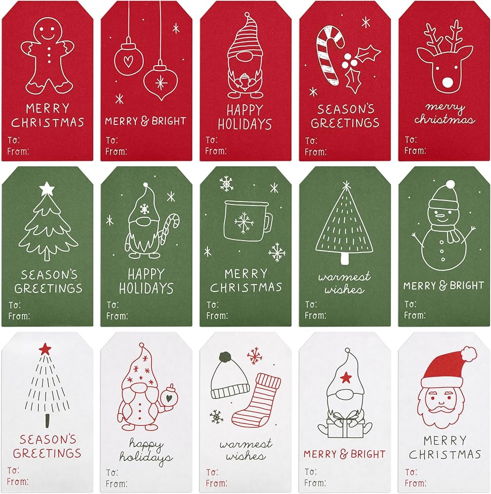 Beautiful Christmas Gift Tags Stickers - 210 Quality Doodle Sticker Labels for Personalizing Your... | Amazon (US)