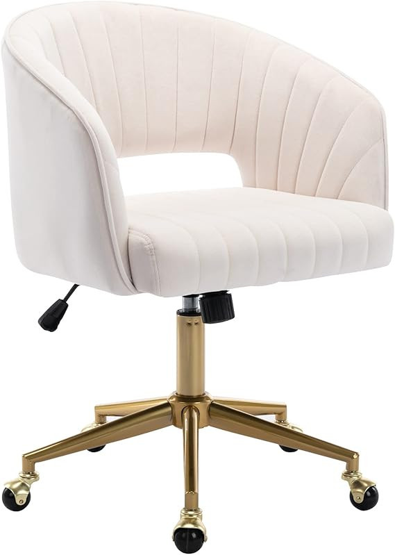 KCC Velvet Desk Chair Swivel Gold Base Office Armchair Modern Vanity Makeup Chair for Girls Women... | Amazon (US)