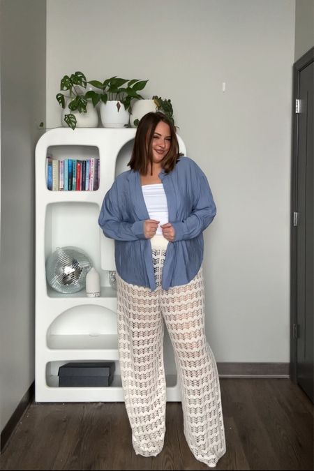 Sheer crochet pants! Wearing an XL in everything!