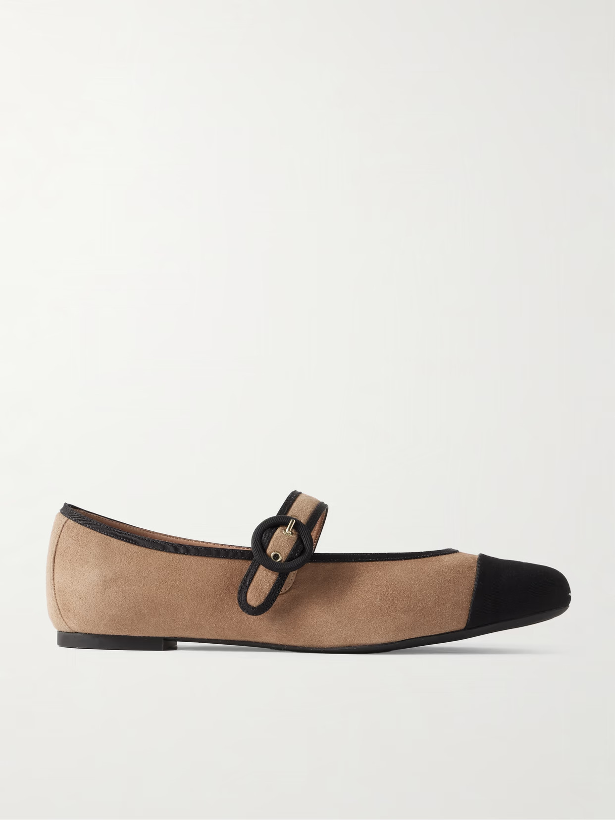 Aquazzura - Amour Grosgrain-trimmed Suede Mary Jane Ballet Flats - Taupe - IT37 | NET-A-PORTER APAC