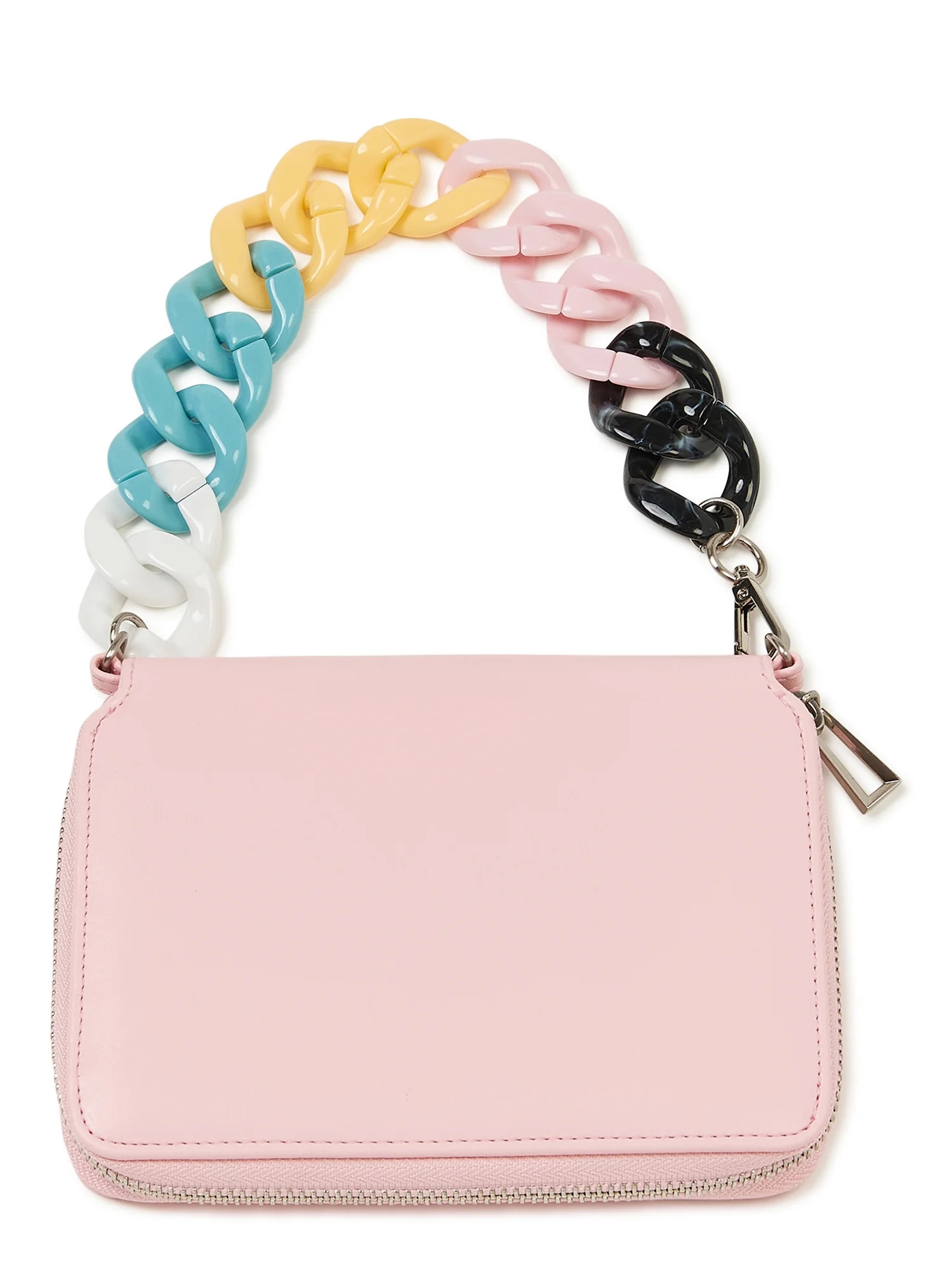 No Boundaries Women's Anika Zip Clutch with Chain Pink Starlight | Walmart (US)