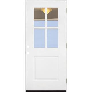 Steves & Sons 36 in. x 80 in. Legacy 4 Lite Half Lite Clear Glass Left Hand Outswing White Primed... | The Home Depot