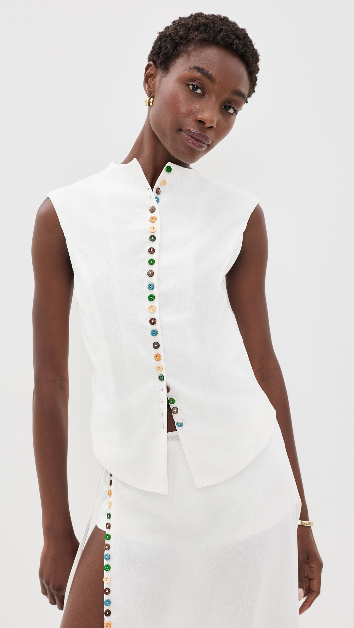 Yellow the Label Quinn Linen Top Off White M | Shopbop