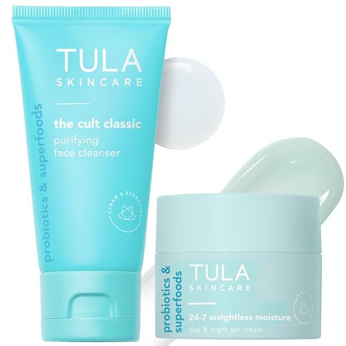 TULA Skin Care 24-7 Weightless Moisture Hydrating Day & Night Cream 1.5 oz. + Cult Classic Purifying Face Cleanser Travel Size 1 oz, 2 Piece Set | Amazon (US)