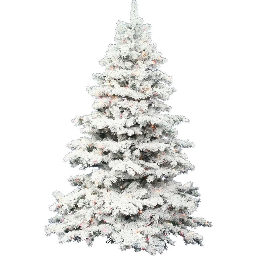 Vickerman Pre-Lit 6.5' Flocked Alaskan Artificial Christmas Tree, LED, Multicolor Lights | Walmart (US)