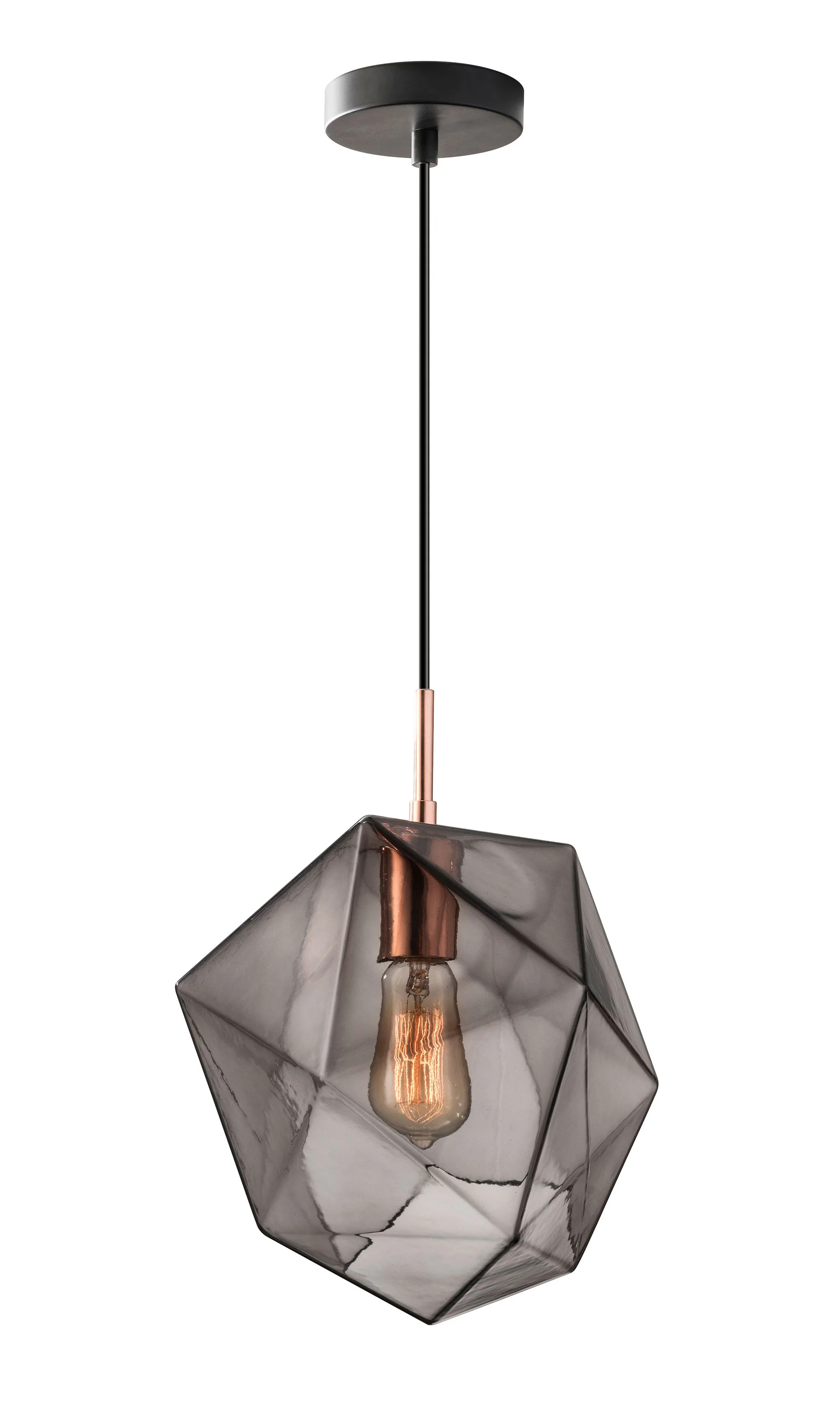Adesso Haze Pendant Copper socket cap Smoked Glass - Walmart.com | Walmart (US)