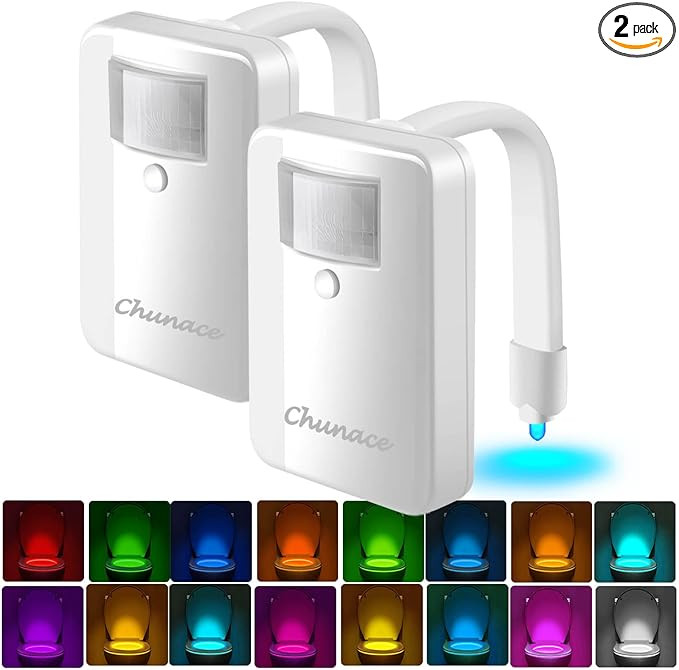 2 Pack Toilet Night Lights with Motion Activated Sensor,16-Color Changing LED Inside Toilet Bowl ... | Amazon (US)