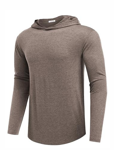 PINSPARK Lightweight Pullover Hoodies for Men Long Sleeve Hoodie for Golf Gym Workout Athletic Sweatshirt Brown | Amazon (US)
