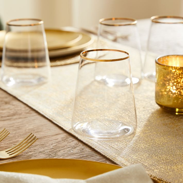 Horizon Lead-Free Crystal Gold-Rimmed Glassware Sets | West Elm (US)