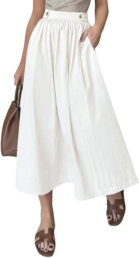 CFLONGE Women's 2025 Bohemian Long Skirts Flowy High Waist A Line Maxi Skirts for Women Summer Pl... | Amazon (US)