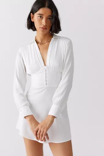 UO Phoebe Corseted Shirt Dress | Urban Outfitters (US and RoW)