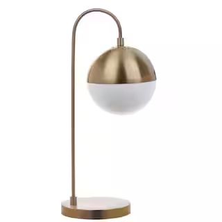 SAFAVIEH Cappi 20.5 in. Brass Gold Arc Table Lamp with Gold Sphere Shade-TBL4040A - The Home Depo... | The Home Depot