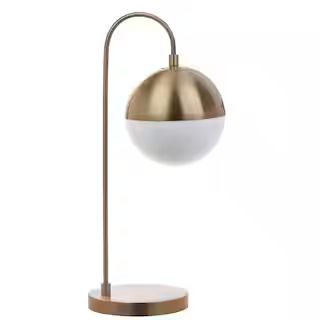 Safavieh Cappi 20.5 in. Brass Gold Arc Table Lamp with Gold Sphere Shade-TBL4040A - The Home Depo... | The Home Depot