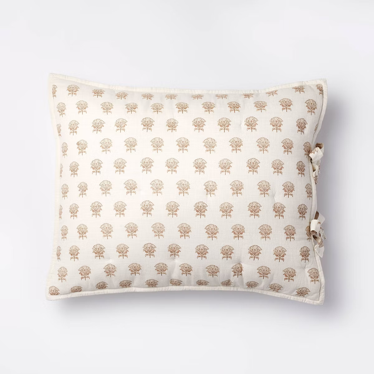 Lofty Cotton Slub Woodblock Print Floral Quilt Sham White/Mauve – Threshold™ designed with St... | Target