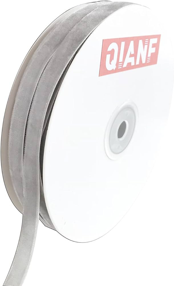 QIANF Vintage Silver Velvet Ribbon, 3/8 Inch X 25Yd | Amazon (US)