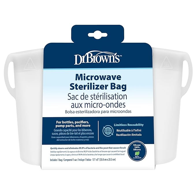Dr. Brown’s 100% Silicone Microwave Steam Sterilizer Bag for Baby Bottles, Breast Pump Parts & ... | Amazon (US)